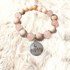 Handmade stretch bracelet with rhodonite